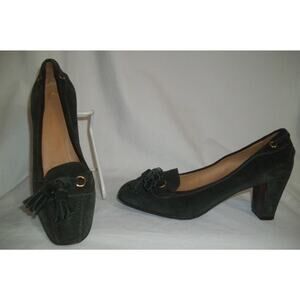 CAR SHOE by PRADA Green Suede Tassel Detailed Pumps Shoes 36.5 6